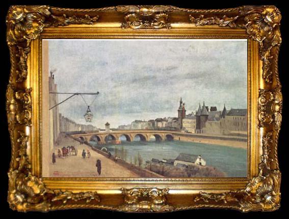 framed  Jean Baptiste Camille  Corot Le Pont-au-Change et le Palais de Justice (mk11), ta009-2